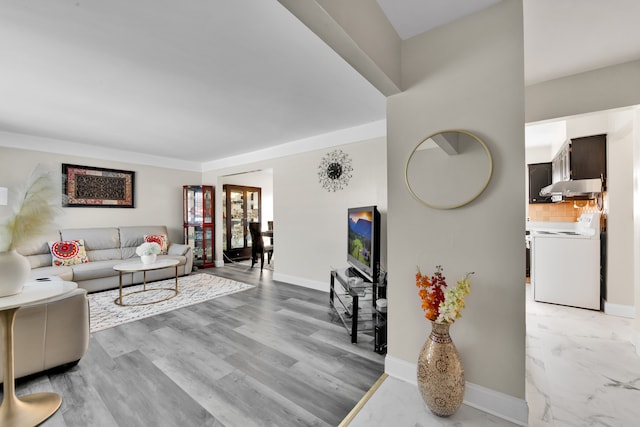 living room featuring light hardwood / wood-style flooring