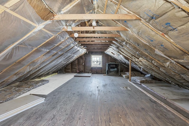 view of unfinished attic