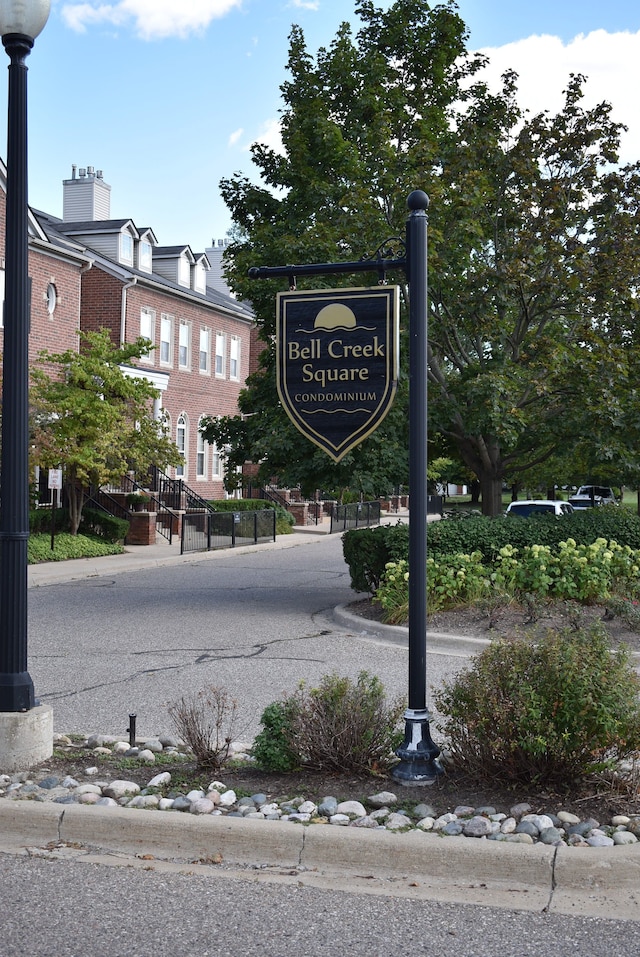 view of community sign