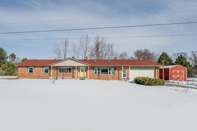 single story home with a garage