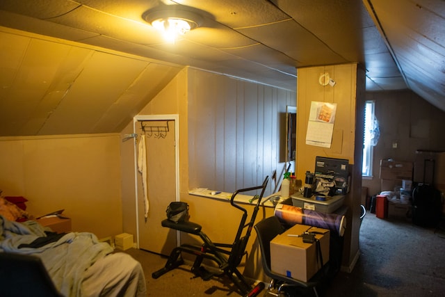 interior space featuring lofted ceiling