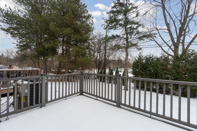 view of snow covered patio