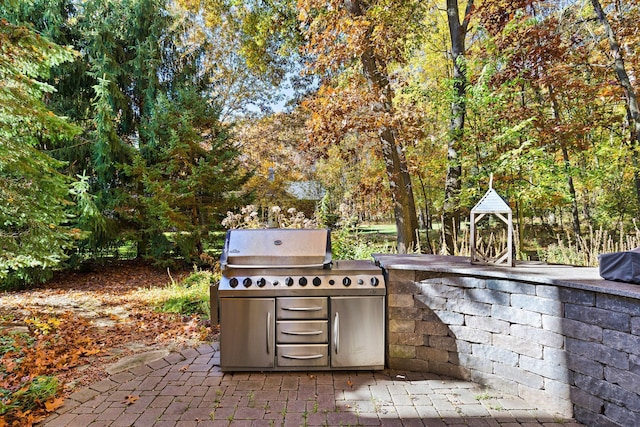 view of patio / terrace with area for grilling and exterior kitchen