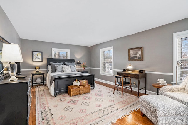 bedroom with light hardwood / wood-style flooring