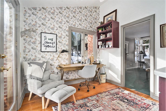 office featuring light hardwood / wood-style flooring