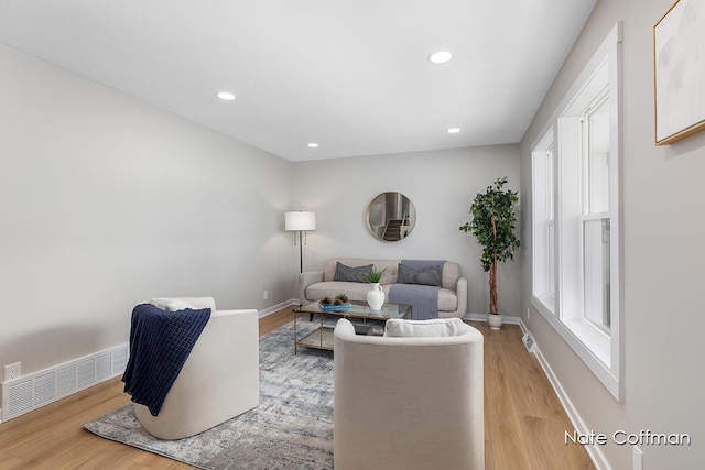 living room featuring light hardwood / wood-style flooring