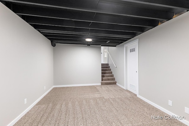 basement with carpet