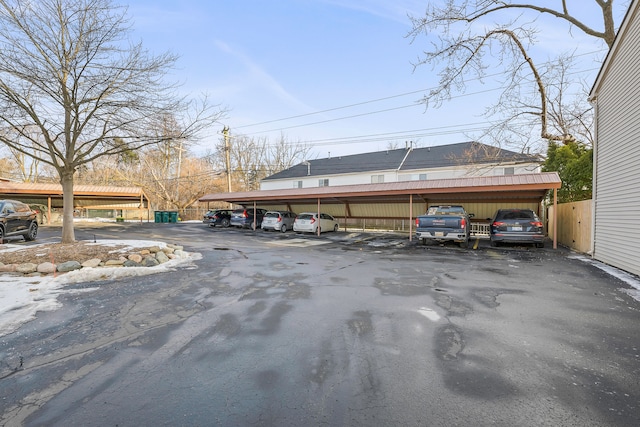 view of parking with a carport