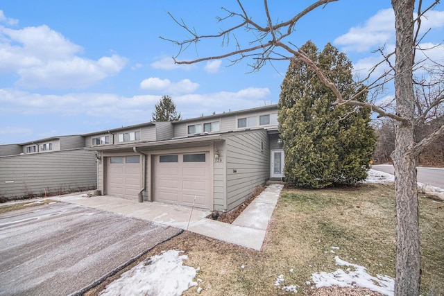 exterior space with a garage