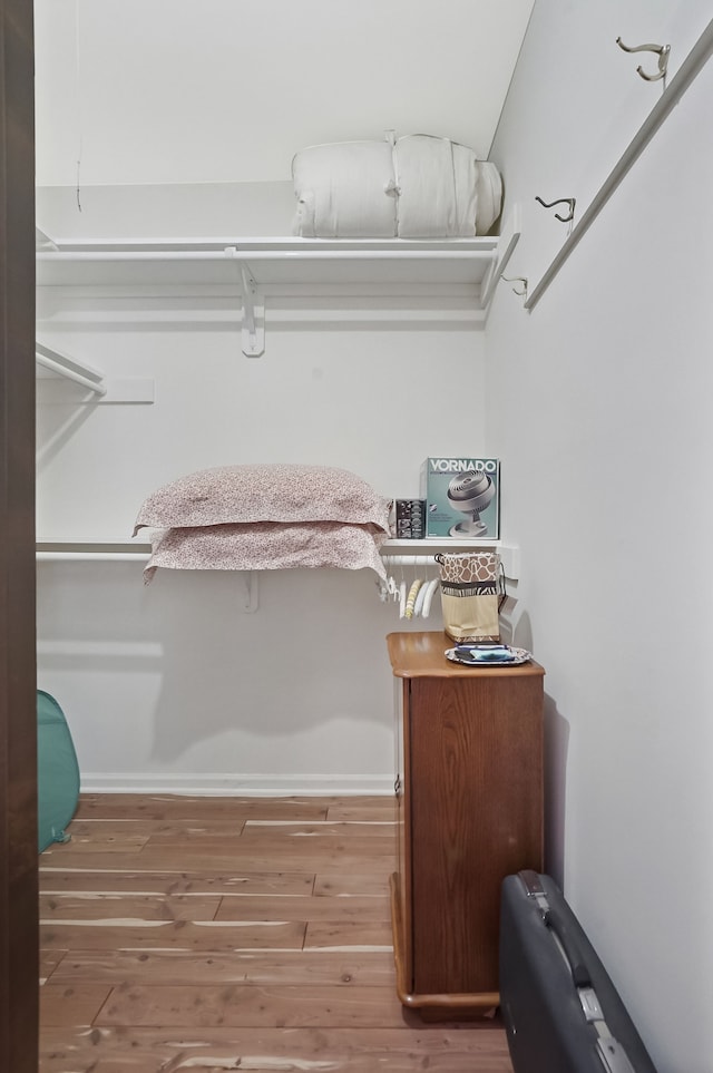 walk in closet featuring wood finished floors