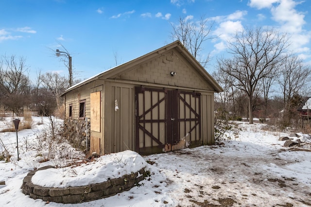 view of snow covered structure