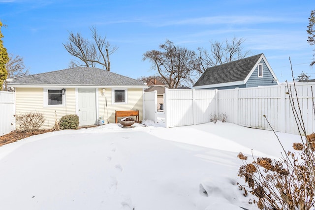 view of yard covered in snow