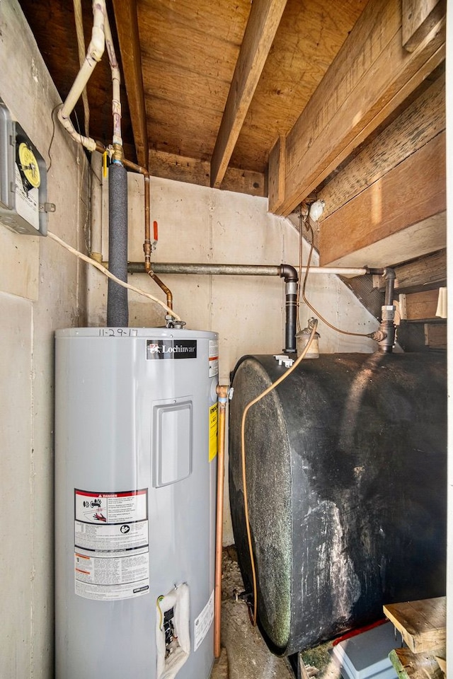 utility room with electric water heater