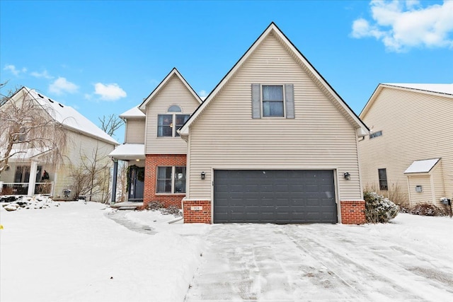 front facade with a garage