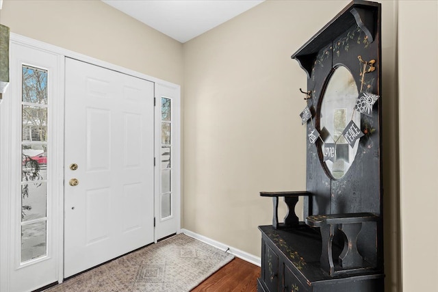 foyer featuring dark hardwood / wood-style floors