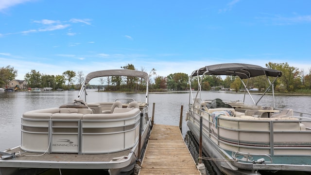 view of dock featuring a water view