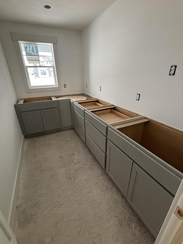 kitchen featuring gray cabinets