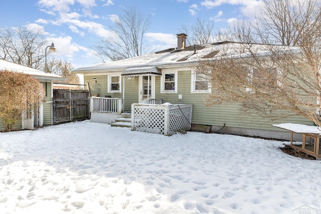 view of snow covered property