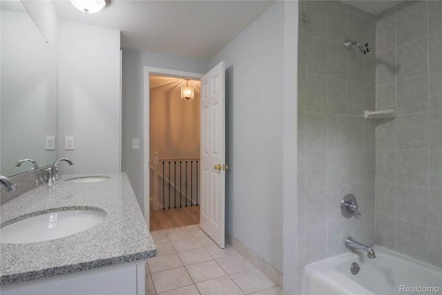 6868 Vachon Dr, Bloomfield Hills, MI 48301 - full bath with bathing tub / shower combination, double vanity, and tile patterned floors