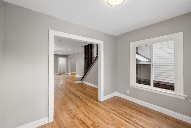 empty room with light wood-type flooring