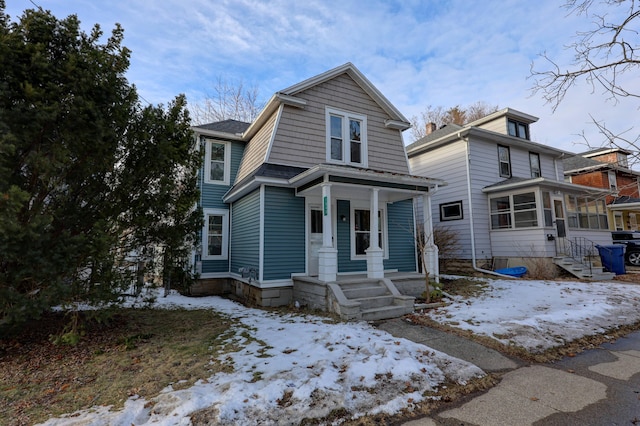 front facade with a porch