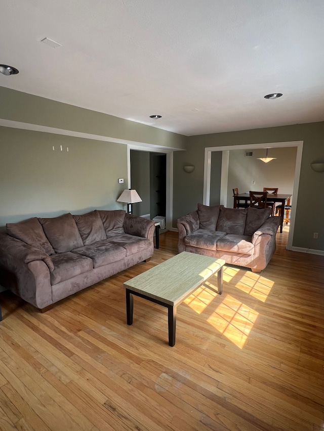 living room featuring light hardwood / wood-style flooring