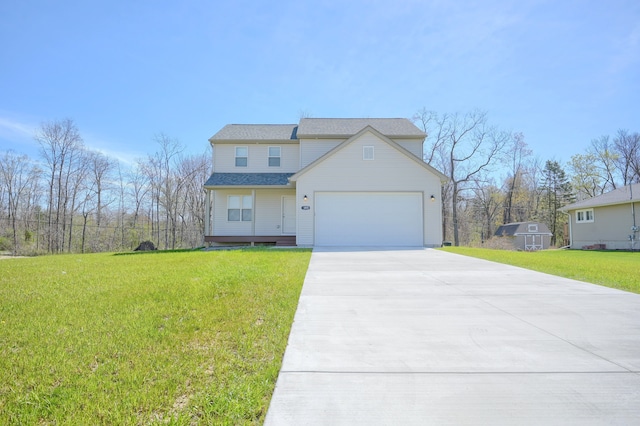 front of property with a garage and a front yard