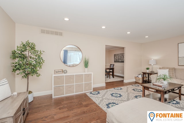 living room with hardwood / wood-style flooring