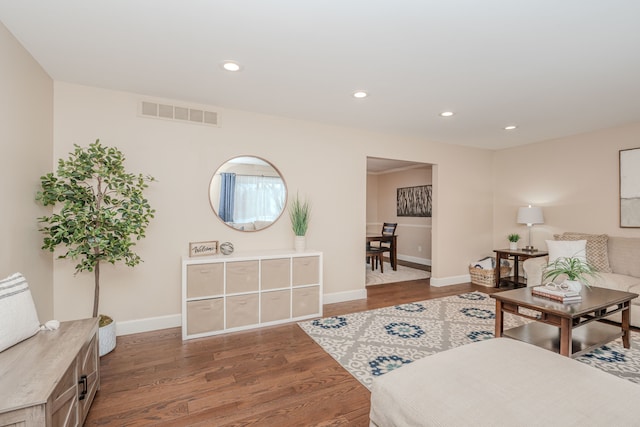 living room with hardwood / wood-style floors