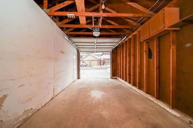 garage with a garage door opener