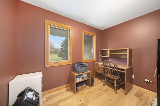 office area with light wood-type flooring