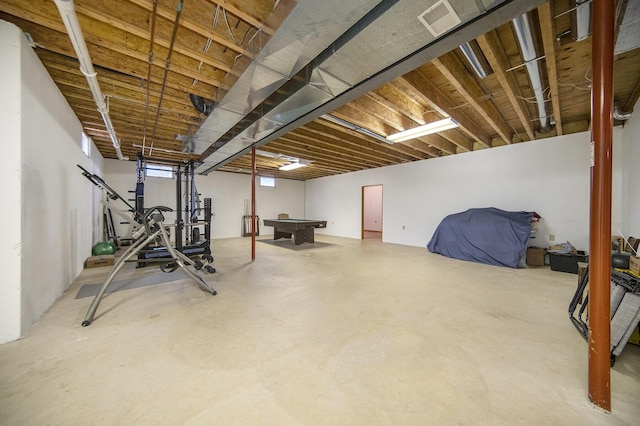 basement featuring pool table