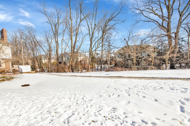 view of yard layered in snow