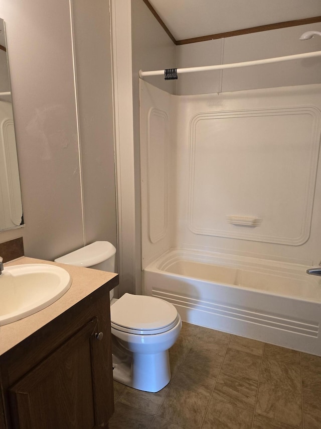 full bathroom featuring vanity, shower / bathtub combination, and toilet