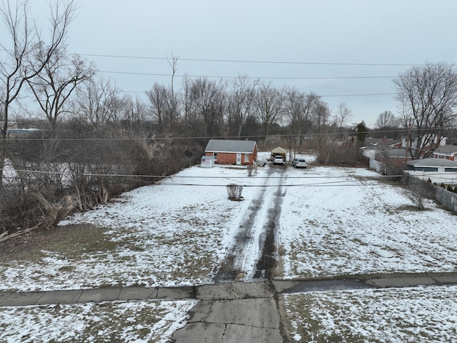 view of yard covered in snow