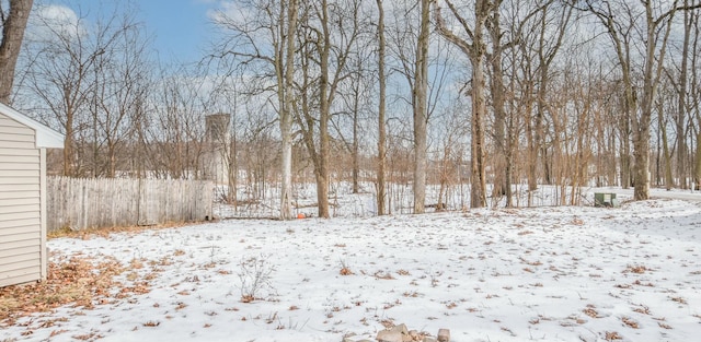 view of yard covered in snow