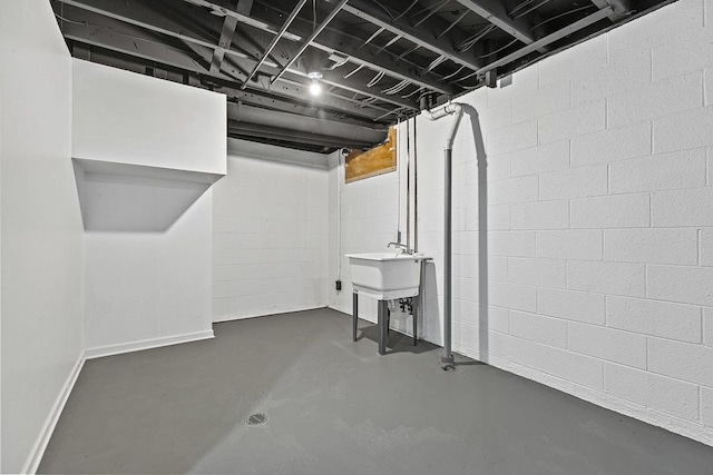 basement with sink