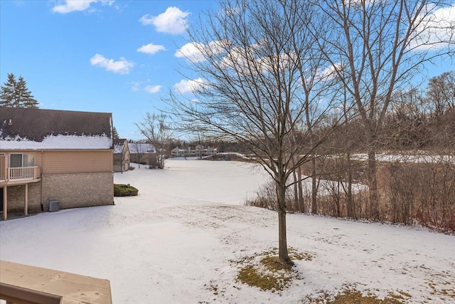 view of yard covered in snow