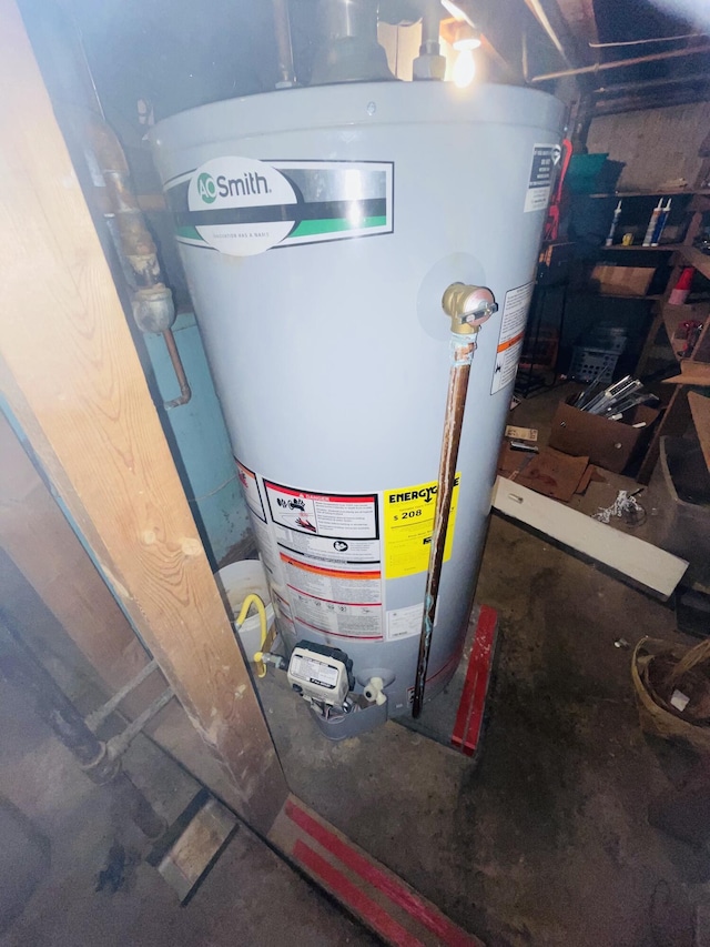 utility room featuring gas water heater