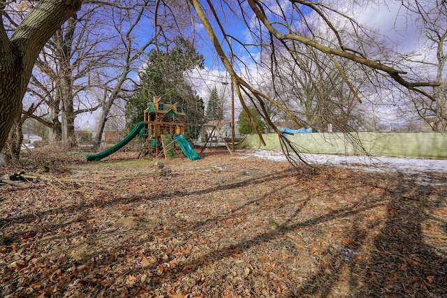 view of yard with a playground