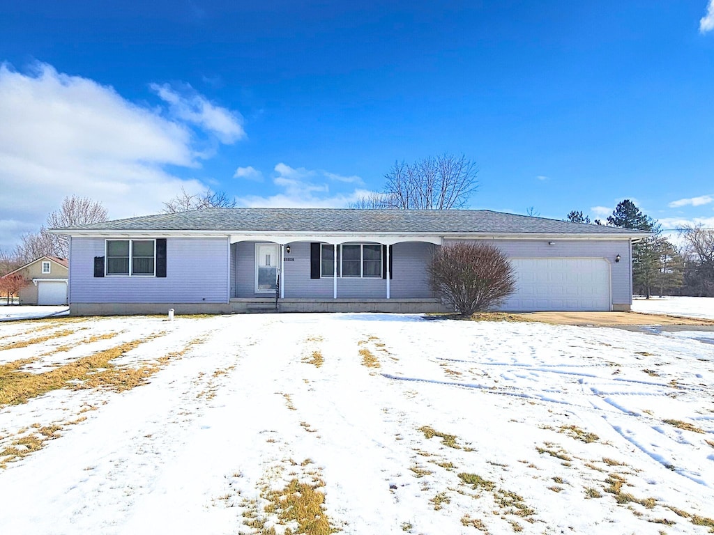 single story home with a garage