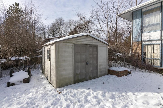 view of snow covered structure