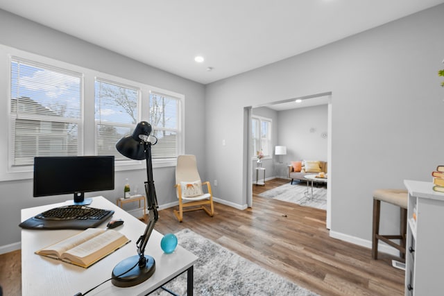 office space featuring hardwood / wood-style flooring