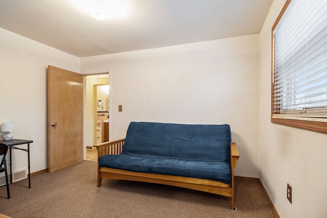 living area with carpet floors