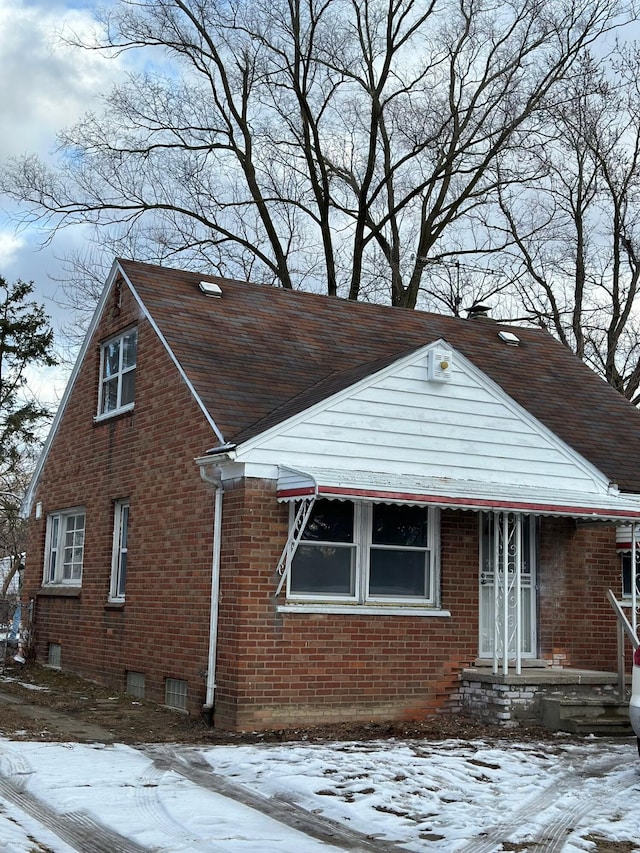 view of snow covered exterior