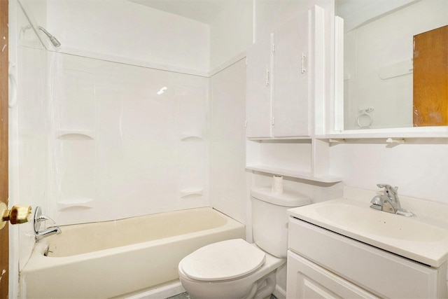 full bathroom with vanity, washtub / shower combination, and toilet