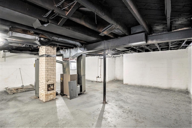 basement with heating unit