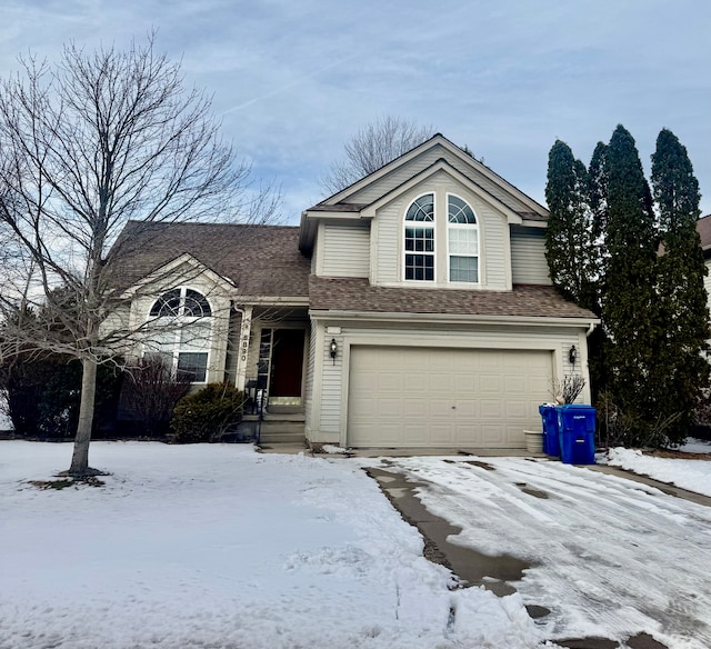 view of front property with a garage