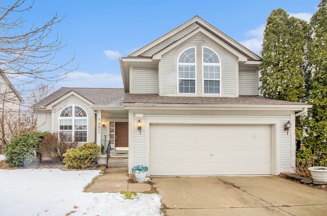 view of property featuring a garage