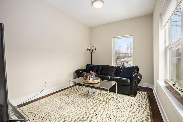 living room with hardwood / wood-style floors